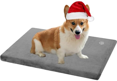 EMPSIGN Hundebett Mittelgroße Hunde Hundekissen Waschbar, Hundebett Wasserdicht M 74x46x5.8cm, Hundekissen passend für Käfige, Hundematte mit Abnehmbarem und waschbarem Bezug, Grau