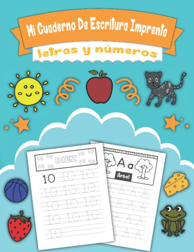 Mi Cuaderno De Escritura Imprenta: Aprendiendo a repasar líneas formas letras para niños 3-5, Libro para practicar repasando las letras del alfabeto, ... a mano, aprendo en casa las letras y números