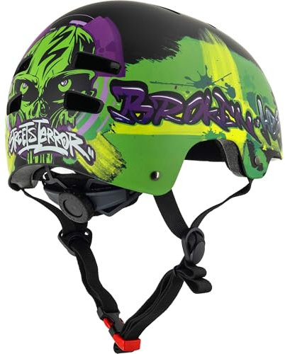Broken Head Street Terror - Skaterhelm und Fahrradhelm - für MTB, BMX, Skates und Skateboard - Größenverstellbar (M (55-58 cm))