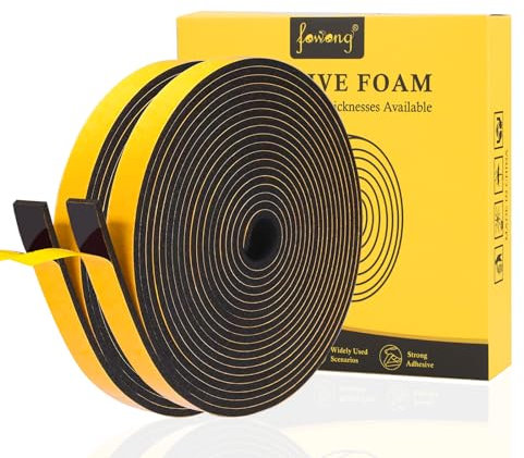 fowong Joint Fenêtre Isolation - Joint pour Porte Entrée - 6mm X 1.5mm X 10m X 2 Rouleaux - Joint Mousse Adhésif Anti Froid et Coupe Vent - Isolation Phonique Protéger Poignée Velux - Noir