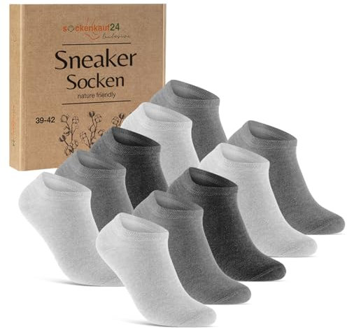 10 Paar Sneaker Socken Herren Damen Baumwolle Komfortbund ohne Naht 70102T WP (Grau Anthrazit 43-46)