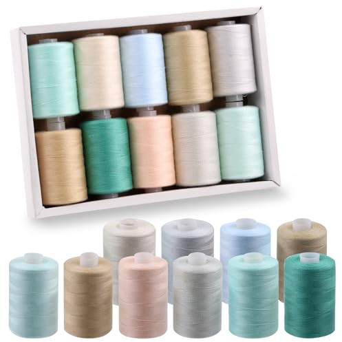 Swpeet Assortiment de 10 fils à broder en polyester - 914,4 m - Couleurs froides - Pour les amateurs de travaux manuels - 10 couleurs