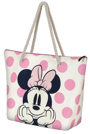 Disney Minnie Mouse Dots-Sac de Plage Soleil, Rose, 52 x 37 cm