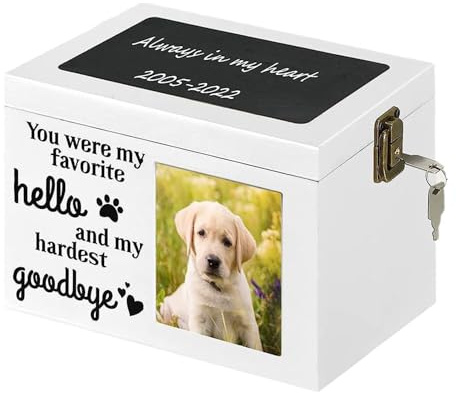 Shurzzesj Urnas para mascotas para perros | Recuerdo de cenizas de perro con marco de fotos | Recuerdo grande de cenizas de perro, caja de fotos de cenizas de mascotas, urna de cremado para mascotas,