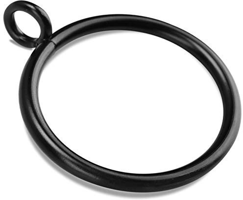 AWTOK 40 PCS Black Curtain Rings with Eyelet Apply for Fits Up to 1.75 inch Curtain Rod (Black Drapery Rings)