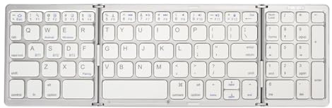 Fydun Clavier Triple Pli, Connexion de Plusieurs Appareils, pour Ordinateur Portable, Tablette, Téléphone, Accessoires Professionnels (Blanc argenté)