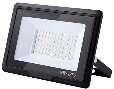 treoir 50w Flutlichtstrahler: 3000K Warmweiß Superhell 5000LM IP66 Wasserdichter led strahler für Hinterhof/Stadion/Werkstatt Außenbeleuchtung