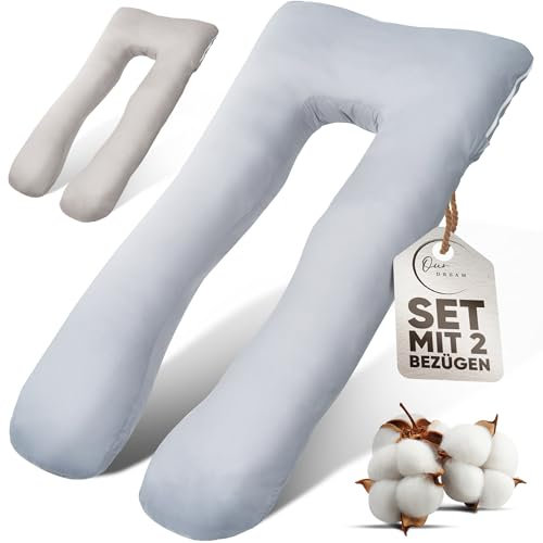 Generisch Seitenschläferkissen mit Doppelbezug - Stillkissen XXL, Schwangerschaftskissen zum Schlafen | Kissen Schwangerschaft | Body Pillow | Schlaftherapie Kissen | Komfortkissen | Flexible Füllung