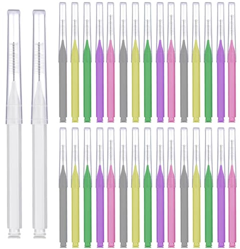 Tdfronien 100 Pcs Braces Brush Flossers Interdental Brush Toothpick Dental Tooth Flossing Head Oral Dental Hygiene Flosser Soft Toothpick Tooth Cleaning Tools(Mixed Color)