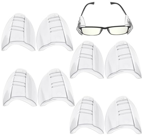 4 Pairs of Glasses Side Protective Covers, Transparent Protective Covers, Glasses Accessories, and Anti-Splash Protection Covers.