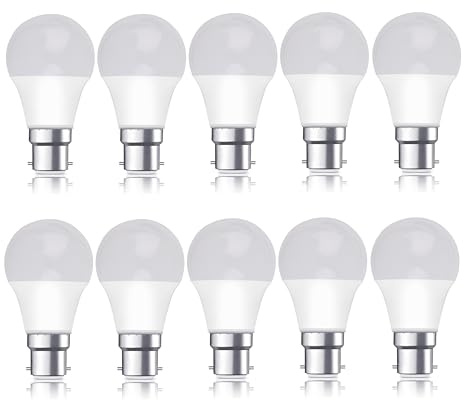 Bright Source Non-Dimmable Opal Frosted LED GLS Bulb, 4.8W, 470lm, B22 Bayonet, 6500K Daylight White - Pack of 10 Bulbs