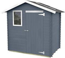 Alce - Caseta de Jardín Bh16 Livia 198x130 de Madera de Abeto de 16 mm con Puerta Simple y Ventana Frontal, Techo y Suelo OSB3, Montaje fácil, Tratamiento Autoclave, certificación PEFC -Gris