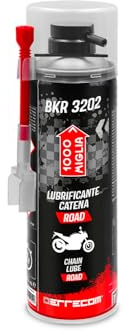 ERRECOM 1000 Miglia BKR 3202 Lubricante Cadena de Moto de carretera, resistente al agua y al polvo, chorro preciso sin salpicaduras, incluye Huggie System con extensión de 90°, Bote Aerosol de 500 ml