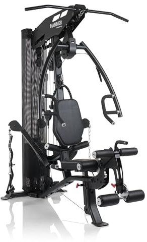 HAMMER Kraftstation Autark 5.0, All-in-One Fitnessstation für zu Hause, 190° schwenkbare Multifunktionsarme, Push- & Pull-Station, Bauch- & Trizepsmodul, Latzug-Modul, Beincurler/-strecker, Home Gym