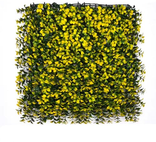 Paneles de pared de césped artificial de boj de 50 cm x 50 cm, telón de fondo de seto vegetal, perfecto para vallas y decoración al aire libre, hojas sintéticas duraderas para un impresionante diseño