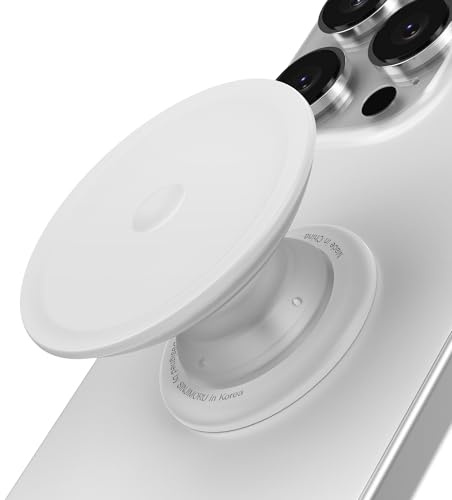 Sinjimoru for Soft Silicone Phone Grip Stand, Strong Adhesive Slim Holder for Comfortable One-Hand Use on Any Smartphone – Tap Tok White