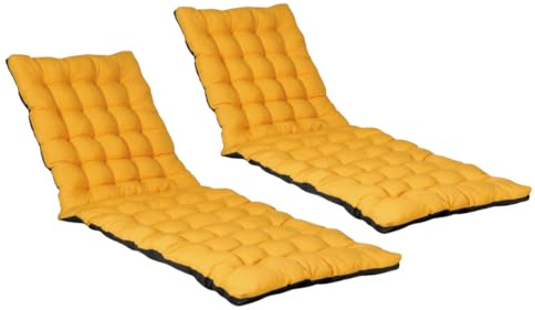 Atout Ciel Lot de 2 Coussins matelassés Bicolores pour Bain de Soleil, transat en Tissu déperlant 190x60cm, Anthracite/Jaune