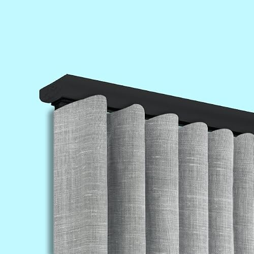 Tringle Pour Rideau à Rail Wave DS, Vagues Parfaites, Rail Aluminium, Noir, 150cm extra plat H 12 mm