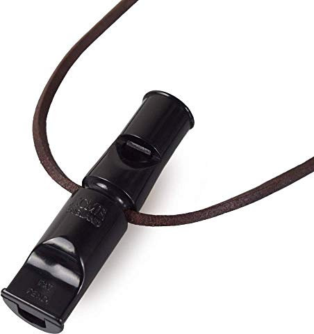 ACME Doppeltonpfeife No. 641 Schwarz mit GRATIS Pfeifenband aus Leder (60 mm, No. 641, Schwarz)