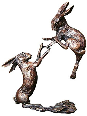 2012 Butler & Peach Boxing Hares Solid Bronze Figure - 70mm