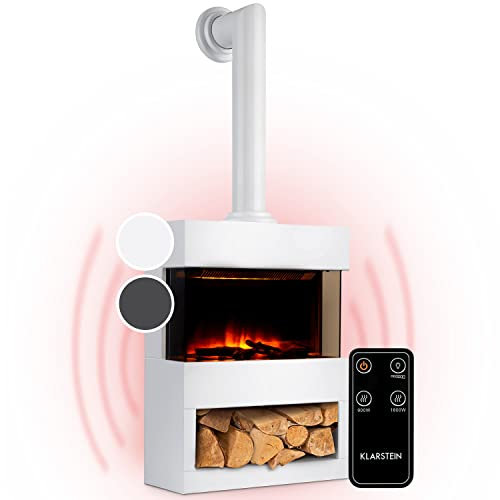 KLARSTEIN Camino Elettrico, Caminetto Elettrico 1800 W, Camino Finto a Riscaldamento Elettrico a Basso Consumo, Fuoco Finto LED, Spazio per Legna, Termocamino con Telecomando, Termostato e Timer