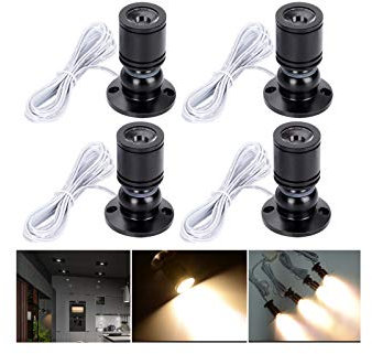 Midore Klein LED Scheinwerfer 4 Stück Schranklicht 2W, 360° Schwenkbar, 230V Aluminium Mini led spot für Schrank, Flur, Galerien, Geschäfte, Schmuckschrank