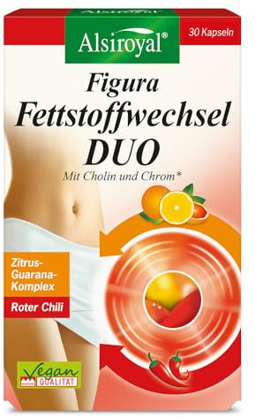 Alsiroyal Figura Fettstoffwechsel Duo (30 Kapseln) – mit Red Chili, Cholin & Chrom – Unterstützt den Fett- & Makronährstoff-Stoffwechsel – Natürlich & Wirksam