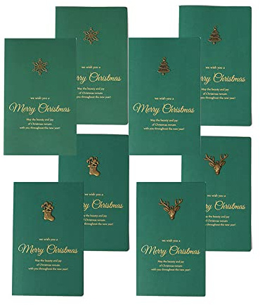 WYAN 8 Paquetes de Tarjetas de Navidad con Sobres-10.5 X17 cm | Papel de cartulina, 4 diseños, estilo retro, resistente a los desgarros y al desgaste, ideal para regalos