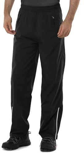 33,000ft wasserdichte Regenhose Herren Fahrrad Outdoorhose Atmungsaktive Winddicht Wanderhose Überziehhose Leichte Regenhose Schwarz 34W x 32L