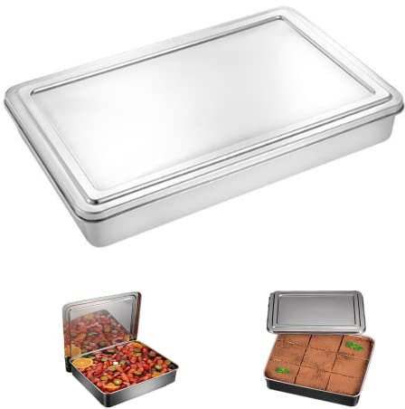 YGMXZL Teglia da Forno con Coperchio Ermetico,Tortiera Rettangolare Profonda,Stampo Quadrato in Acciaio Inox per Posizionare Dolci,Stampi per Torte (E)