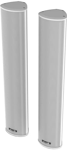 Audibax Tucson 60 White - Altoparlanti Passivi a Colonna da Esterno - Coppia di Altoparlanti Stereo a 2 vie - Potenza Regolabile Fino a 60W - Alimentazione di Linea 100V - Protezione dall´acqua IP65