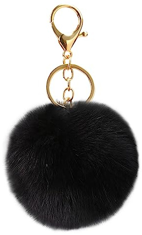 URAQT Pom Pom Keychain, Soft Plush Charm Ring Keyfob, Cute Keyring Making Kit Party Fillers Doll Fluffy Ball Keyring Furry Keychain Rabbit Faux Fur Keyfob Balls for Women Girls Bag Accessories