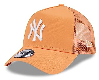 New Era New York Yankees MLB League Essential Orange A-Frame Adjustable Trucker Cap - One-Size