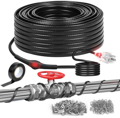 130FT Heat Tape for Water Pipes, -40°F Deicing Cable,Pipe Heat Cables for Roof,Gutter，Farm，Freeze Protetion Heating Wires, Heated Water Hose,Plumbing Fixtures,120V 5W/FT (130FT)