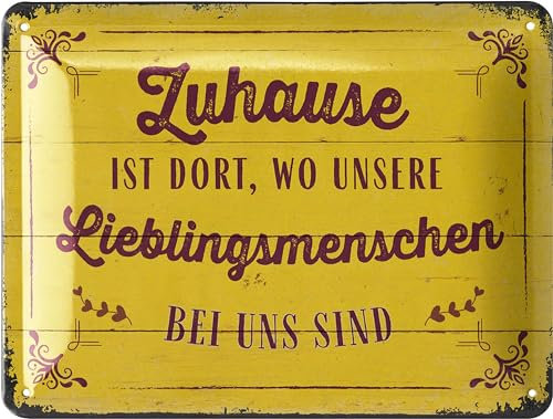 LANOLU Retro Blechschild Zuhause Lieblingsmenschen', vintage Metallschilder mit Sprüchen, Shabby Chic Deko Küche und Garten, lustige Schilder aus Metall 15x20cm