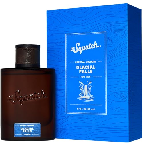 Dr. Squatch Natural Cologne för män – med Scent Lock-teknik och hållbart erhållna ingredienser – maskulin doft med bergamott, nejlika och cederträ – Glacial Falls herrCologne (50 ml)