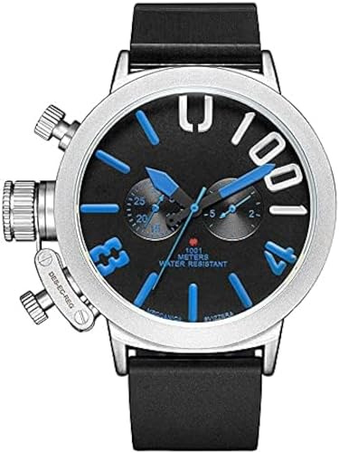 Orologi da Uomo con Cinturino in Silicone Meccanico Automatico丨3ATM Sport all'Aria Aperta Classico Luminoso Multifunzionale Business Casual Orologio da Polso Cronografo Analogico Militare,Bl