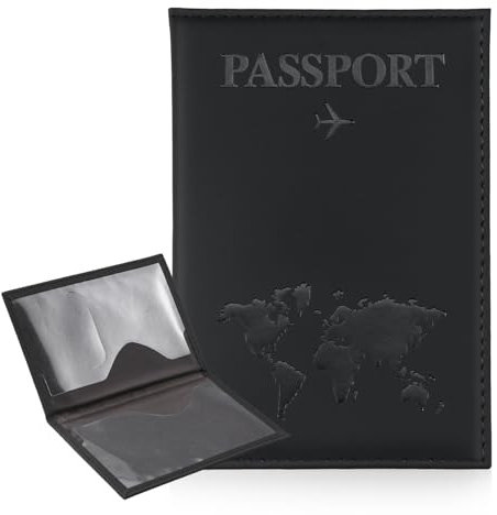ILIYAH Reisepass Hülle Reiseportmonaie Damen Travel Accessories Tasche für Reiseunterlagen Passhülle Reisepass Leder Passport Reiseorganizer Dokumente(Schwarz)