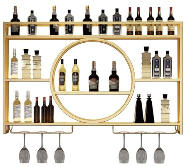 Awoyep Botellero Metal Oro Pared Bar Estante Colgante Muebles 100 * 15 * 80 cm
