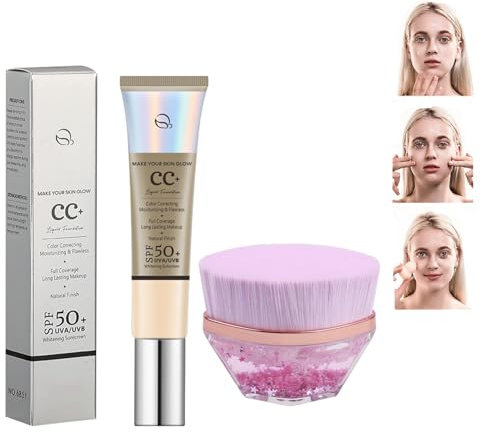 Eazerom 36 CC Crème 45ml,Maquillage et Soin Illuminateur de Teint Haute Définition pour Visage,Color Correcting CC Cream,CC Liquid Foundation,SPF25,Base de Maquillage BB Cream Hydratante Natural