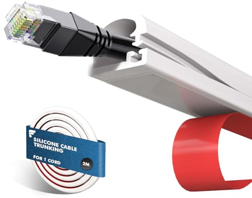 shinfly 2m Mini Blanc Goulotte Passe Cable pour Un Câble, Cache-Câbles Auto-Adhésif, Flexible Goulotte Electrique en Silicone pour Cables, Cache Fil Convient pour la Gestion des Câbles Muraux