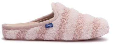 Scholl Maddy, Pantofole da casa con pelo sintentico a strisce, Donna, Rosa chiaro, 40 EU