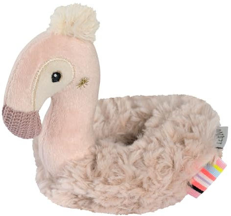 Fehn Sonajero en forma de anillo con diseño de flamenco, juguete de motricidad con sonajero, estimula el aprendizaje temprano de forma lúdica, Fiel compañero para bebés y niños pequeños desde 0 meses