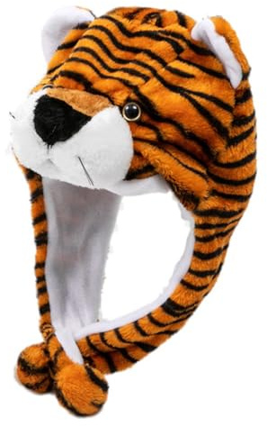 KICHOUSE Comfortable Winter Tiger Hat Elastic Plush Animal Headgear for Birthday Party Decorative Warmth for Boys
