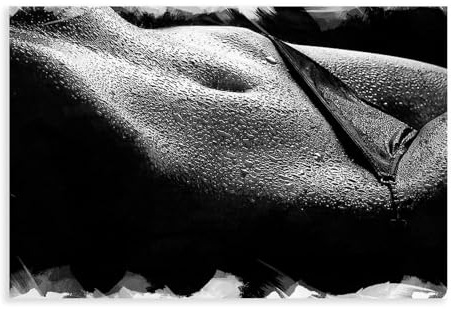 BMIQWAHG Stampa artistica da parete in bianco e nero con donna sensuale, decorazione artistica da parete per soggiorno e camera da letto, 40 x 60 cm
