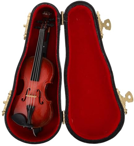 HEALSOPTHY Mini Violino in Legno Ornamento Decorativo Realistico per Home Office, Decorazione Artigianale per Appassionati di Musica