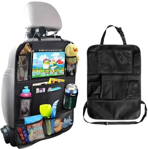 KIRZAX Soporte de Tableta Coche Reposacabezas,Bolsa Porta Tableta Coche - Accesorio de Viaje, para Tableta Infantil/Tableta/Móviles (4,7-13 pulgadas), Almacenamiento para Cosas Pequeñas & Vasos