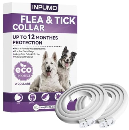 Collier Anti Puces pour Chien, Réglable Et Étanche Collier Antiparasitaire Chien 12 Mois, Naturel Imperméable Élimine Puces, Tiques, Poux (2 pièce)