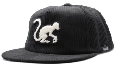Surf Monkey Gorra de béisbol Visera Plana Hombre/Mujer - Talla única - Ajuste Snapback - Pana (FR/ES, Letras, Talla única, Negro)