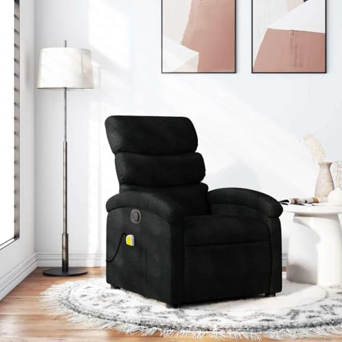 Ziaphsol Fauteuil de Massage inclinable Noir en Tissu, Fauteuil Relax avec Dossier et accoudoirs rembourrés, Chaise inclinable pour Salon, Chambre ou Bureau, Confort et ergonomie